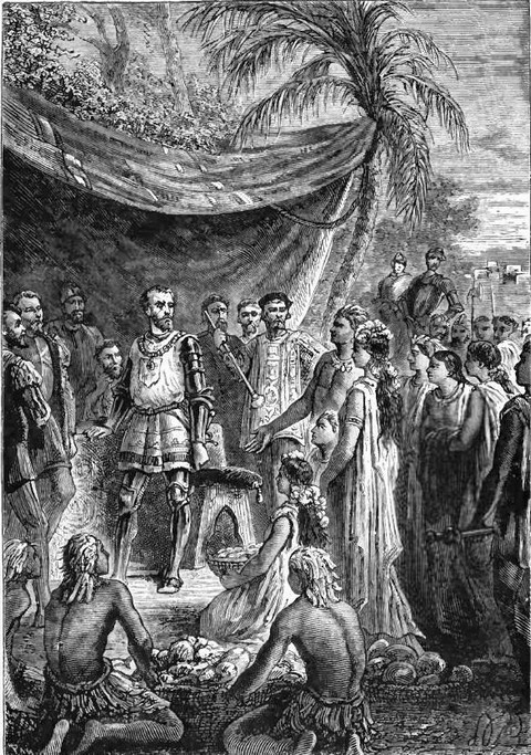 Cort&egrave;s receives provisions, clothing, a little gold, and twenty female slaves