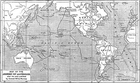 Map of the journey of La P&eacute;rouse